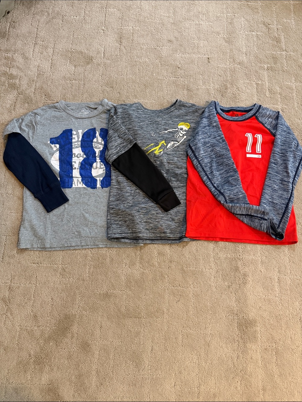 GAP Kids Long-Sleeve Tees - Red, Gray & Blue
